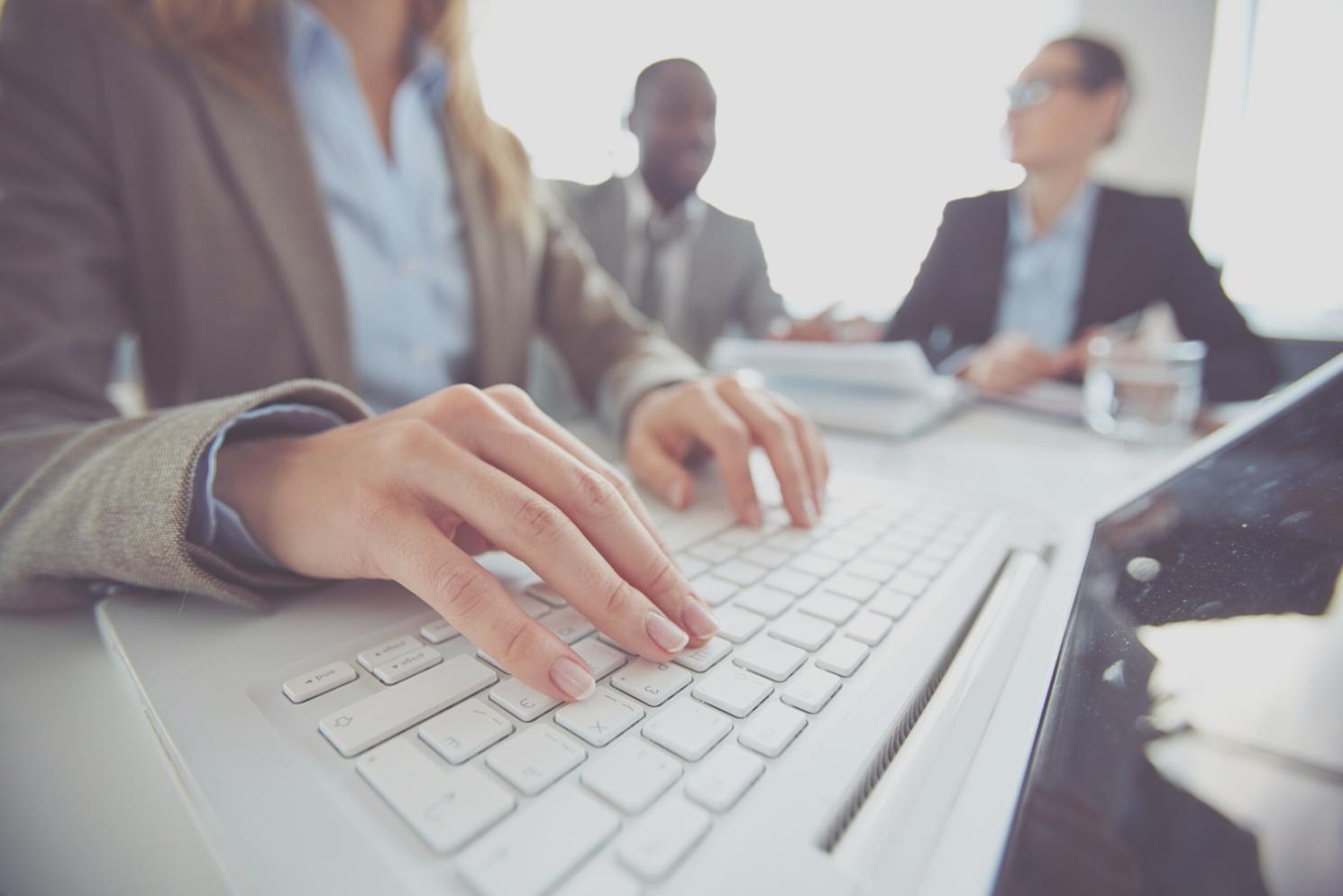 Business team collaborating on financial strategy